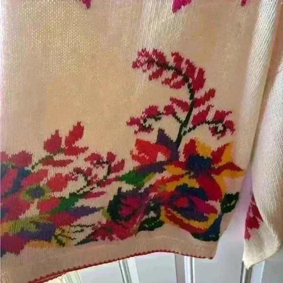 Vintage Cape Isle Knitters Floral Cardigan Sweater Handmade size m - Picture 7 of 7